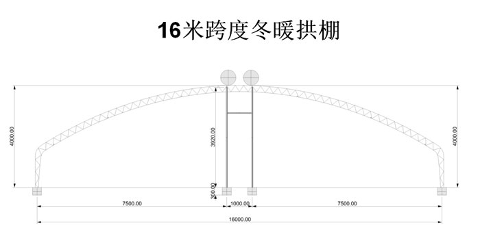 16米跨度冬暖式拱棚圖紙