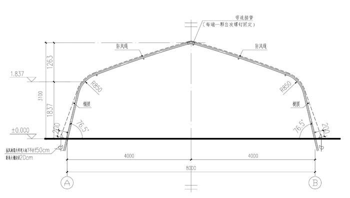 8米寬簡(jiǎn)易大棚圖紙 8米寬簡(jiǎn)易大棚圖紙